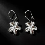 S925 Sterling Silver Flower Hook Drop Earrings