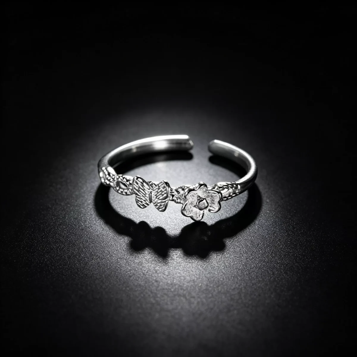 S925 Butterfly‑Flower Open Adjustable Silver Ring S925 Butterfly‑Flower Open Adjustable Silver Ring