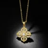 Vintage Cross‑Flower S925 Silver CZ Necklace