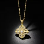 Vintage Cross‑Flower S925 Silver CZ Necklace