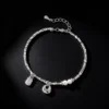 S925 Silver Freshwater Pearl Charm Bracelet