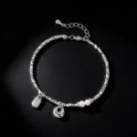 S925 Silver Freshwater Pearl Charm Bracelet