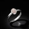 S925 Silver Oval Chalcedony Adjustable Ring