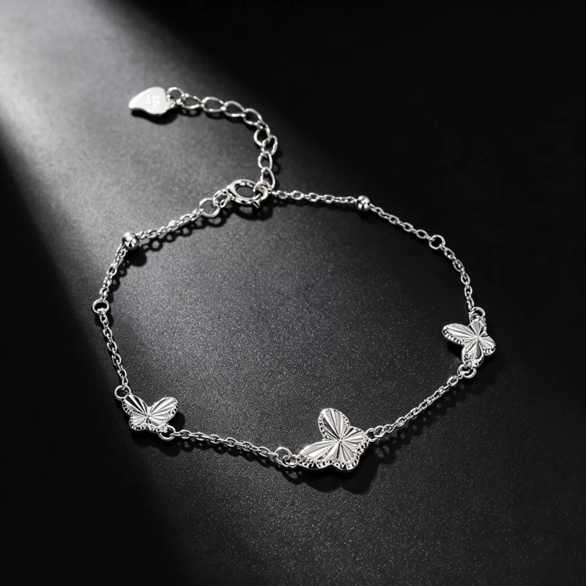 S990 Silver Delicate Butterfly Chain Bracelet