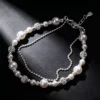 S925 Silver Double‑Layer CZ Imitation Pearl Bracelet