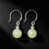 S925 Sterling Silver Hetian Jade Drop Earrings