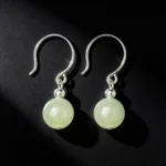 S925 Sterling Silver Hetian Jade Drop Earrings