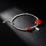 S925 Sterling Silver Peace Lock Natural Stone Bracelet