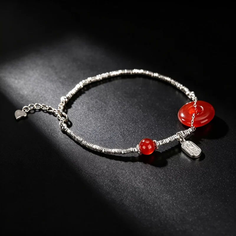 S925 Sterling Silver Peace Lock Natural Stone Bracelet S925 Sterling Silver Peace Lock Natural Stone Bracelet