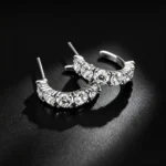 S925 Silver Curved Cubic Zirconia Huggie Earrings