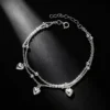 S925 Silver Double‑Layer Heart Charm Bracelet