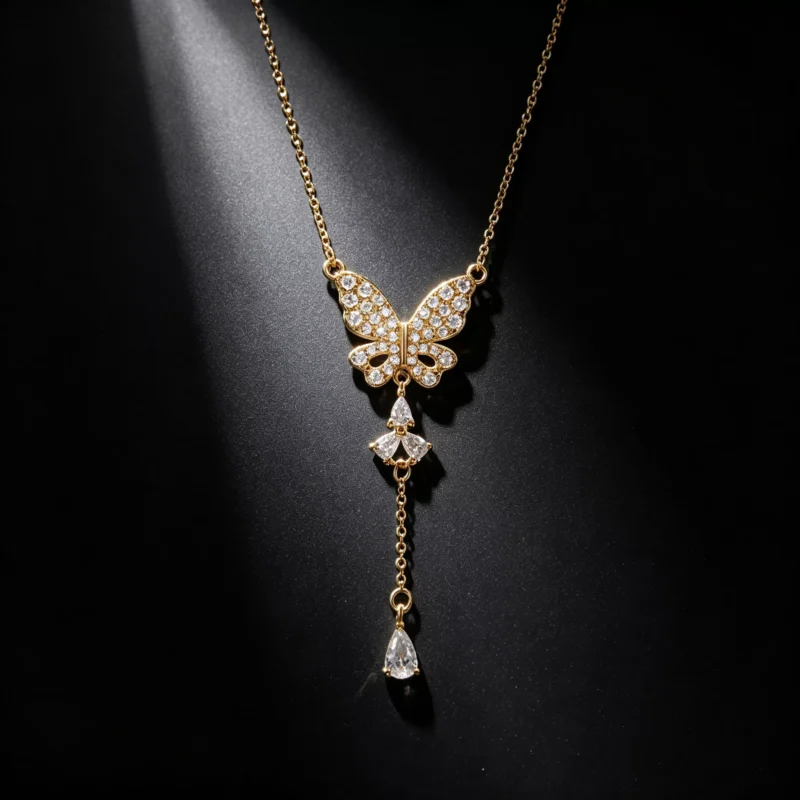 S925 Pave‑Set Butterfly Y‑Shape Zircon Necklace S925 Pave‑Set Butterfly Y‑Shape Zircon Necklace