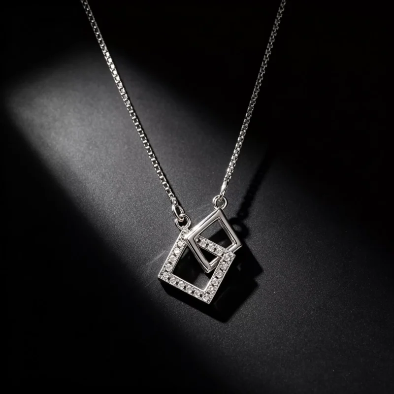 S925 Interlocking Square Cubic Zirconia Necklace S925 Interlocking Square Cubic Zirconia Necklace