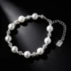 S925 Silver CZ Imitation Pearl Beaded Bracelet