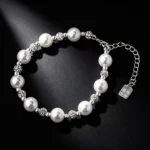 S925 Silver CZ Imitation Pearl Beaded Bracelet