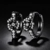 Black Rose S925 Silver Hoop Earrings