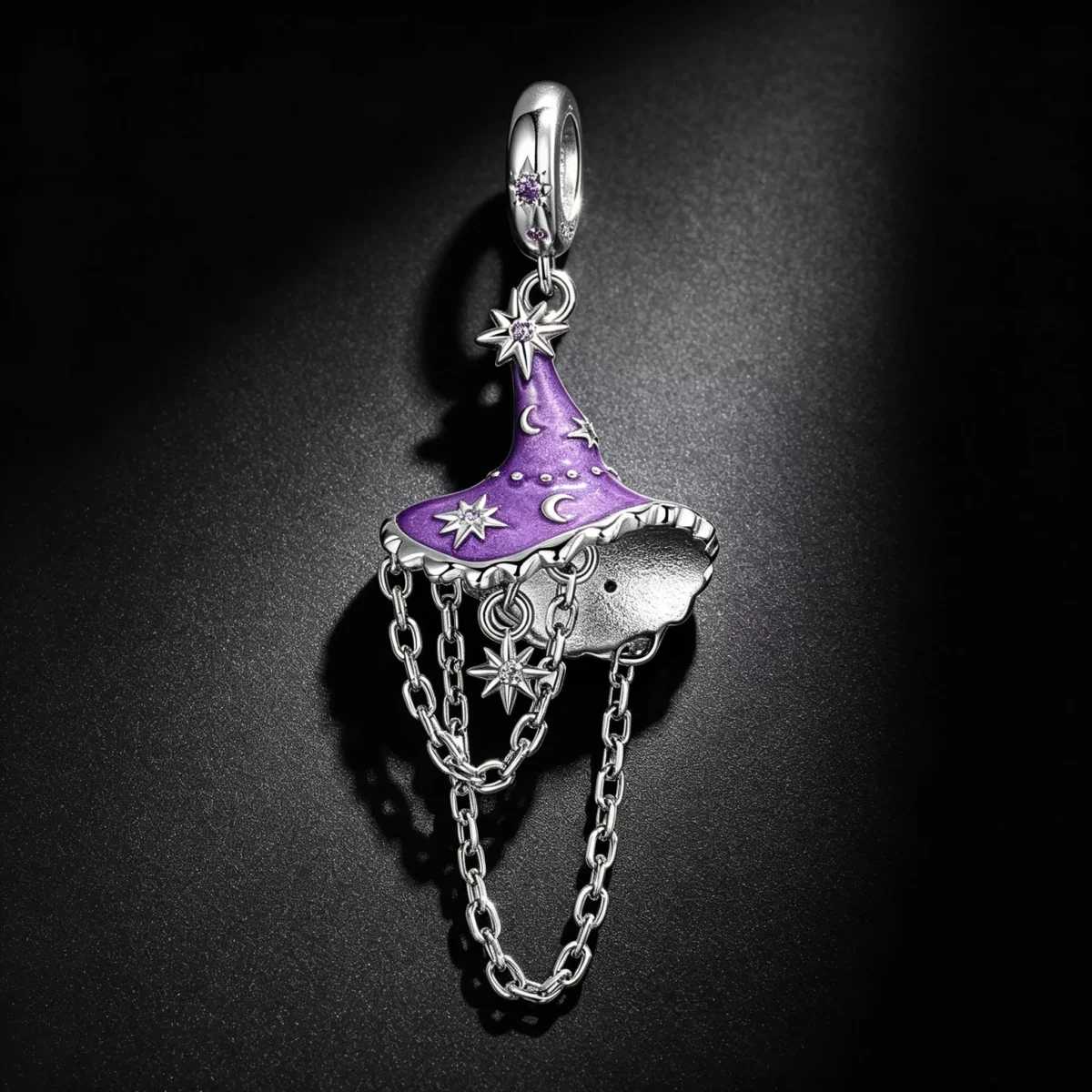 Glow‑in‑the‑Dark Witch Hat S925 Silver Charm