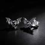 Bat Wing Heart S925 Silver Stud Earrings