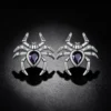 925 Silver Gothic Spider Purple Gem Stud Earrings 925 Silver Gothic Spider Purple Gem Stud Earrings