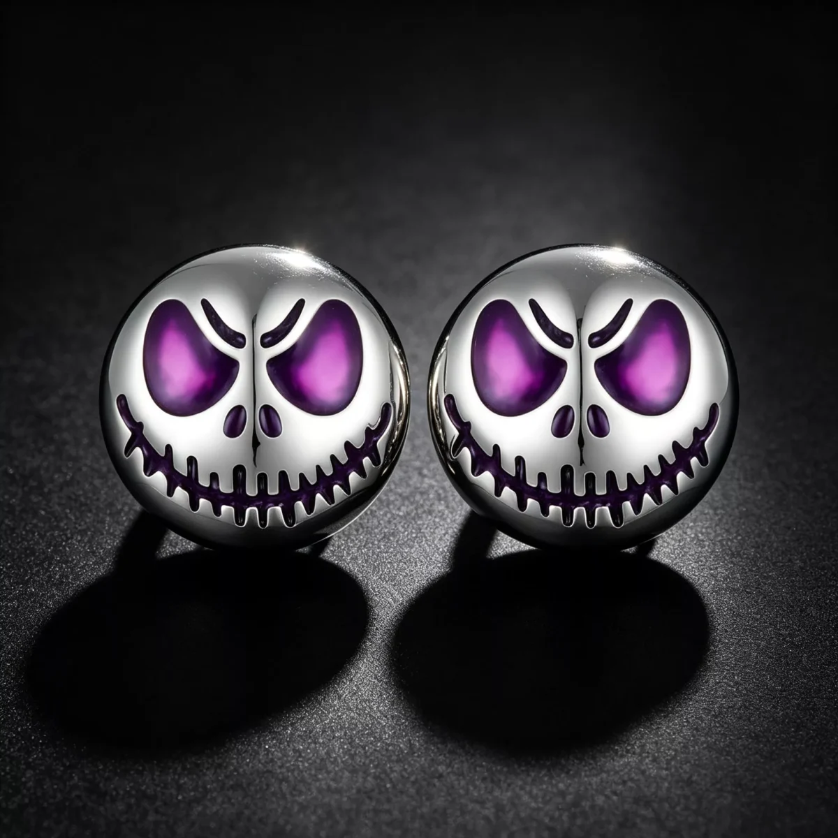925 Silver Glow‑in‑the‑Dark Skull Stud Earrings