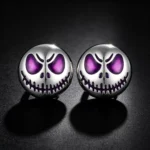 925 Silver Glow‑in‑the‑Dark Skull Stud Earrings