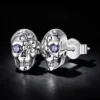 Floral Skull S925 Silver Stud Earrings