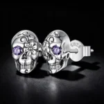 Floral Skull S925 Silver Stud Earrings