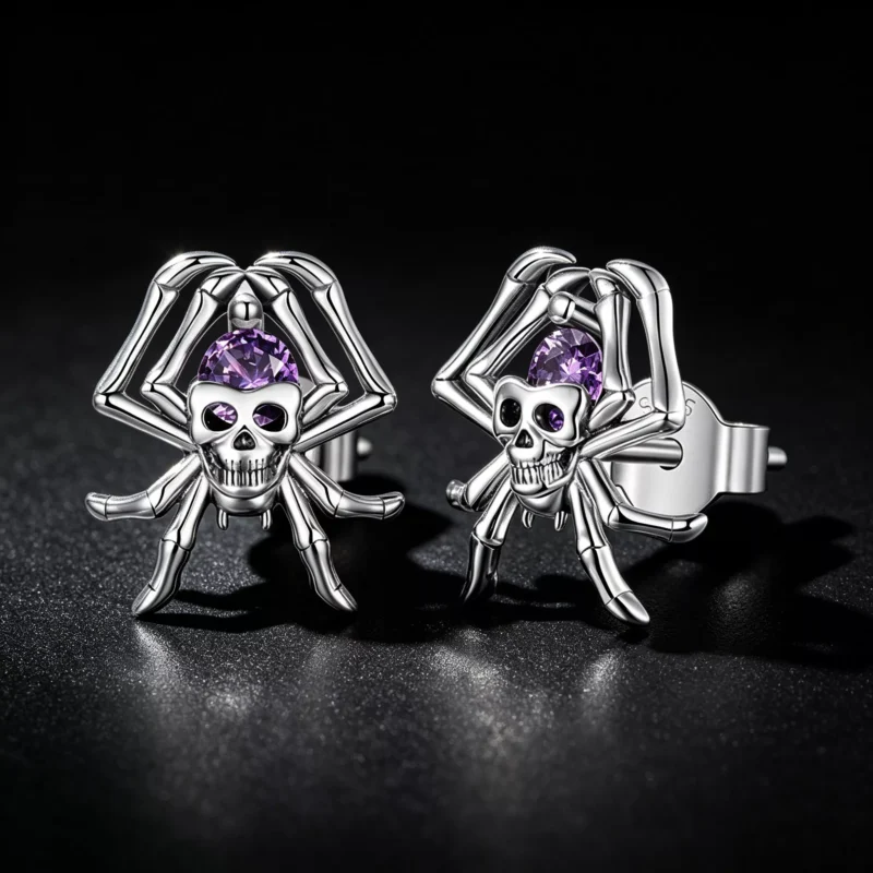 Skull Spider S925 Silver Stud Earrings