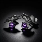 Black Raven S925 Silver Stud Earrings