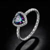 925 Silver Retro Heart Rainbow Gem Ring