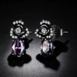 Black Rose Mystic Topaz S925 Stud Earrings