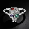 Multicolor Gem S925 Silver Skull Ring Multicolor Gem S925 Silver Skull Ring