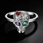 Multicolor Gem S925 Silver Skull Ring