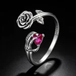 Rose Skeleton Hand S925 Silver Open Ring