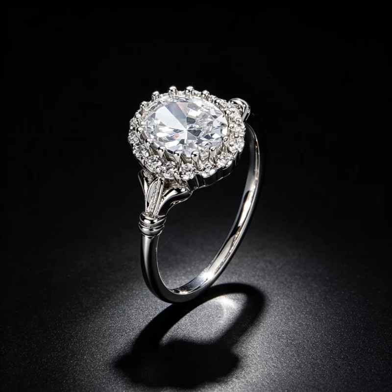 Vintage Halo Round S925 Silver Ring