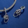 925 Silver Spider Web Purple Crystal Dangle Charm