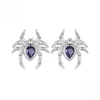 925 Silver Gothic Spider Purple Gem Stud Earrings 925 Silver Gothic Spider Purple Gem Stud Earrings