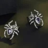925 Silver Gothic Spider Purple Gem Stud Earrings 925 Silver Gothic Spider Purple Gem Stud Earrings