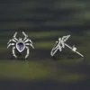 925 Silver Gothic Spider Purple Gem Stud Earrings 925 Silver Gothic Spider Purple Gem Stud Earrings