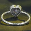 925 Silver Retro Heart Rainbow Gem Ring