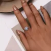 925 Silver Retro Heart Rainbow Gem Ring
