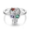 Multicolor Gem S925 Silver Skull Ring Multicolor Gem S925 Silver Skull Ring