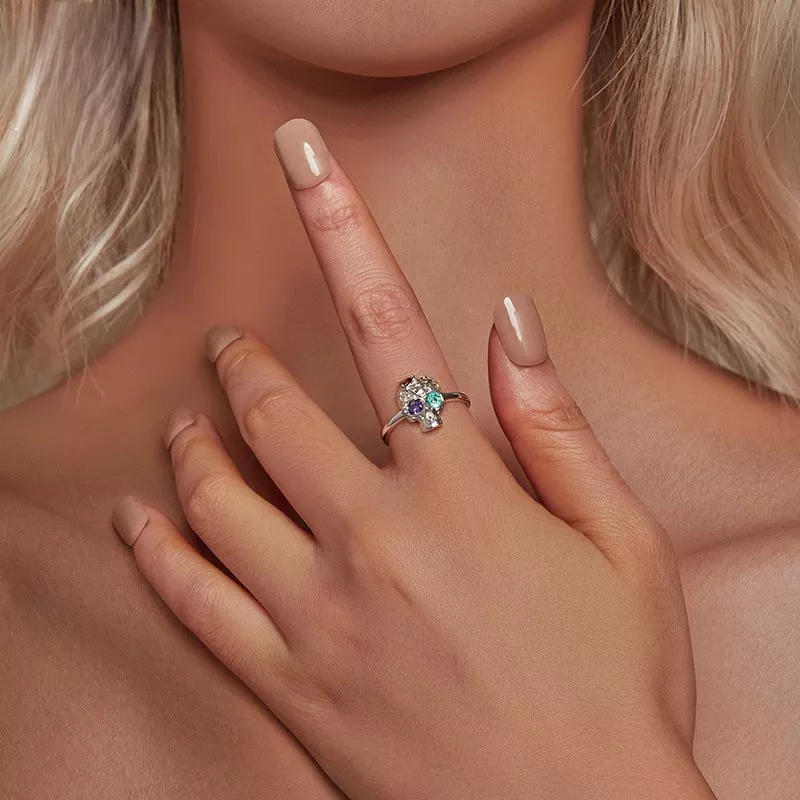 Multicolor Gem S925 Silver Skull Ring Multicolor Gem S925 Silver Skull Ring