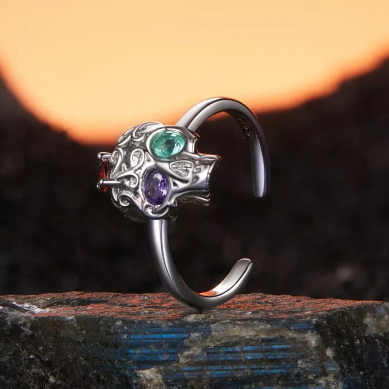 Multicolor Gem S925 Silver Skull Ring Multicolor Gem S925 Silver Skull Ring