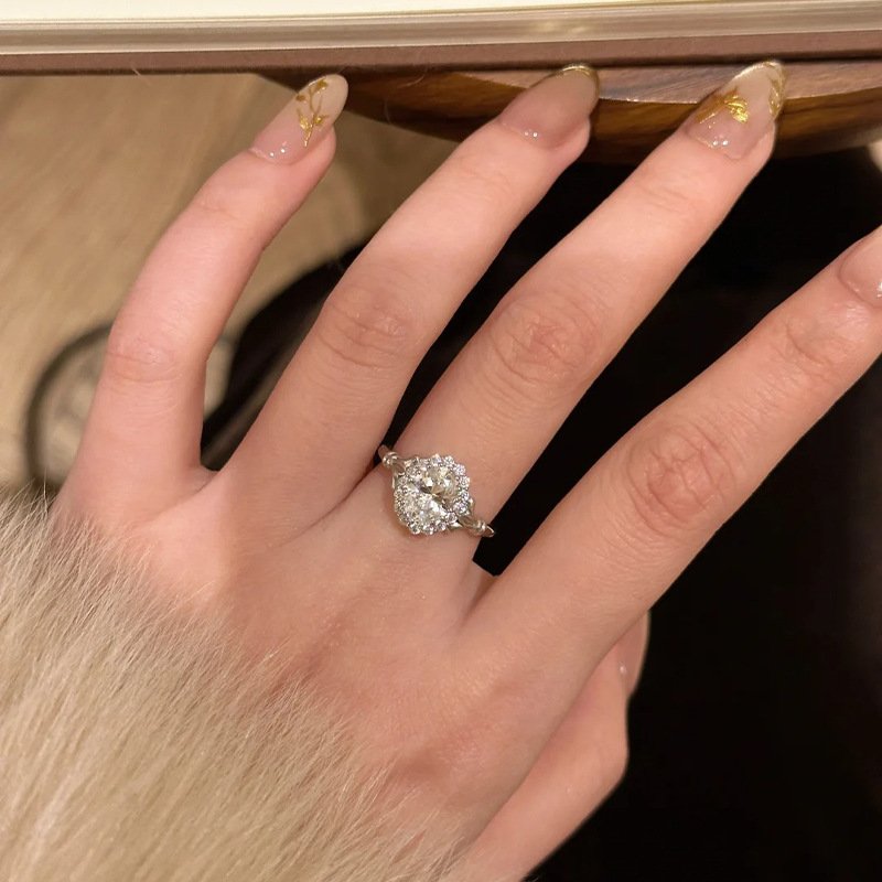 Vintage Halo Round S925 Silver Ring
