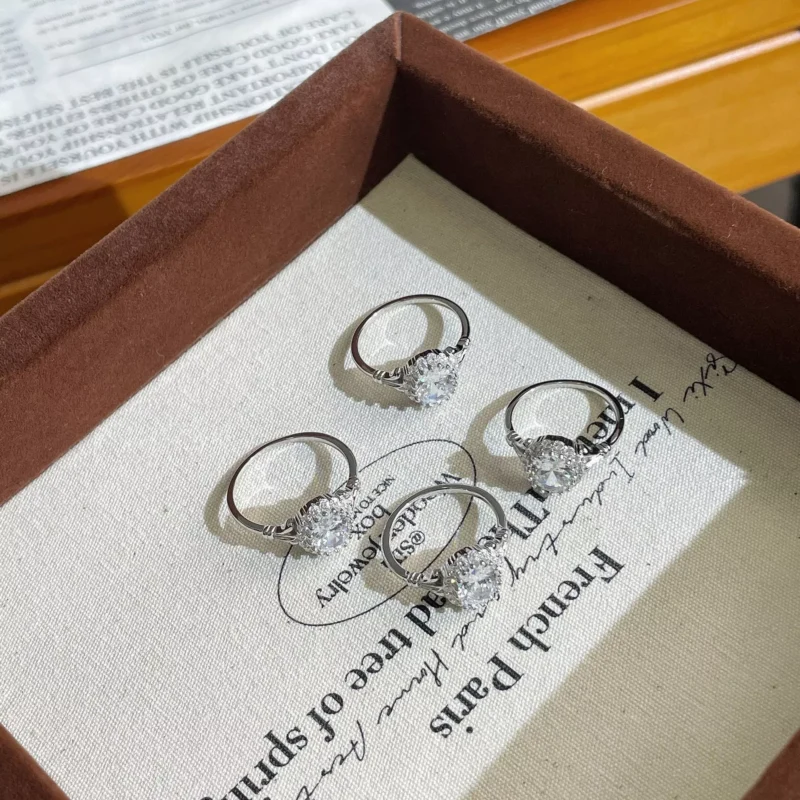 Vintage Halo Round S925 Silver Ring