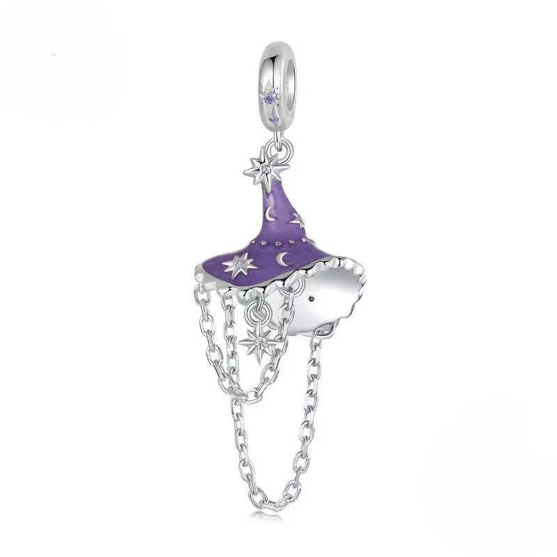 Glow‑in‑the‑Dark Witch Hat S925 Silver Charm