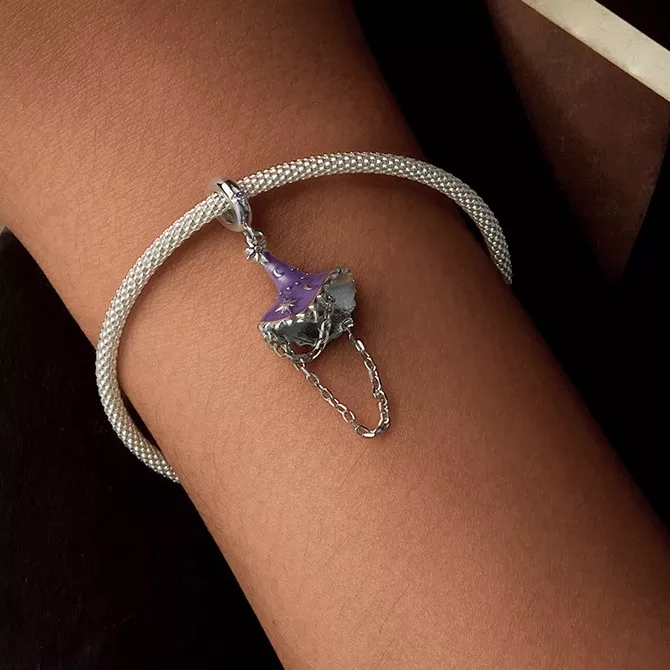 Glow‑in‑the‑Dark Witch Hat S925 Silver Charm