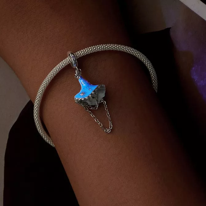 Glow‑in‑the‑Dark Witch Hat S925 Silver Charm