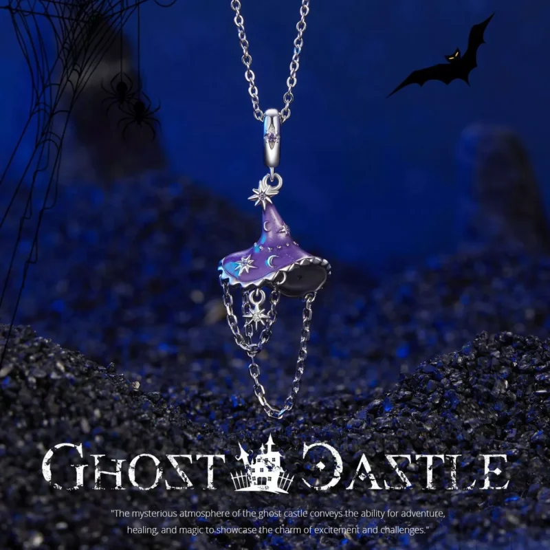 Glow‑in‑the‑Dark Witch Hat S925 Silver Charm